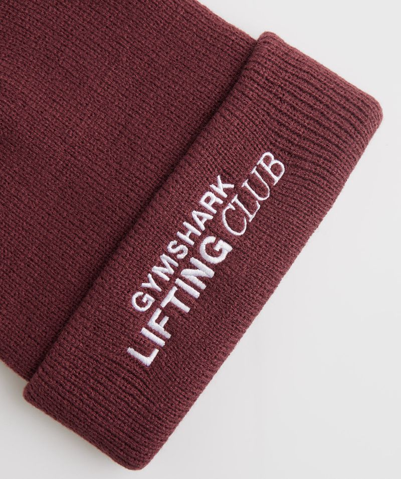 Men's Gymshark Social Club Beanie Burgundy | USA  1028-RAYUM