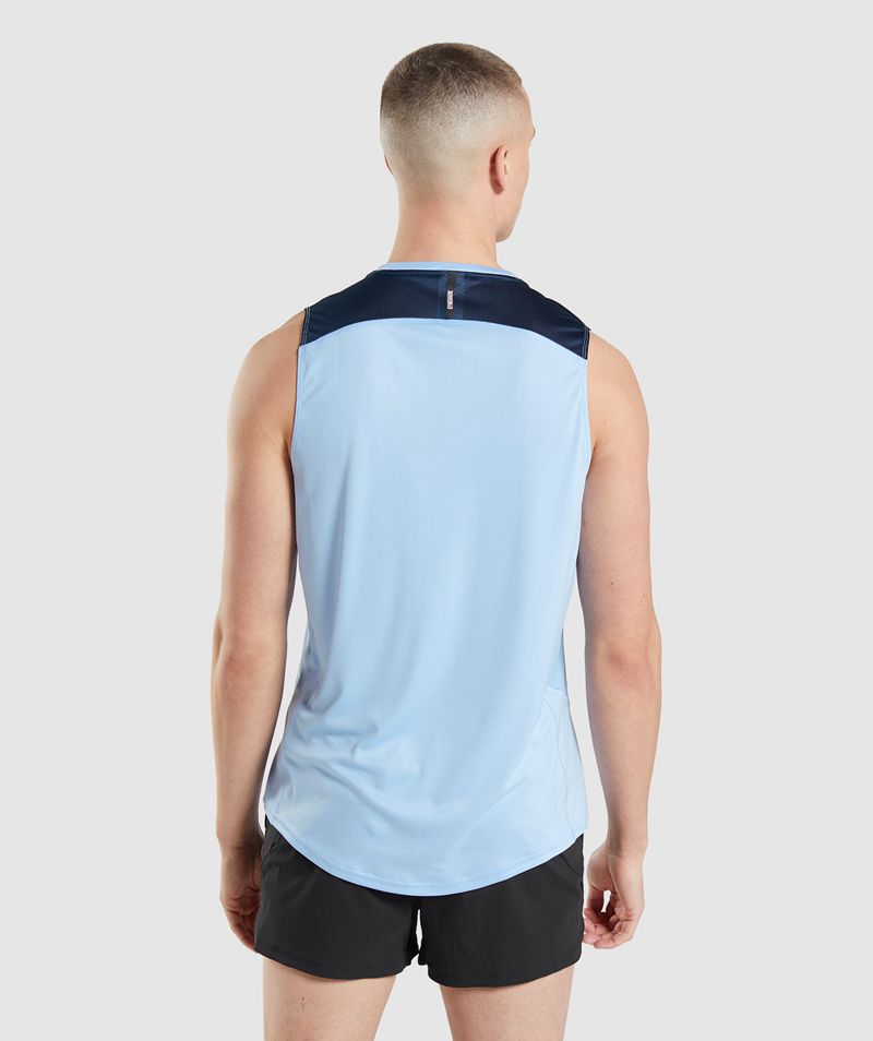 Men's Gymshark Speed Evolve Tank Tops Blue | USA  9861-ZMHWR