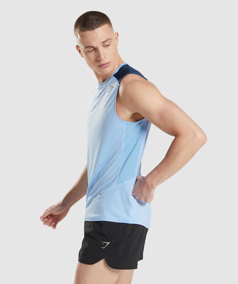 Men's Gymshark Speed Evolve Tank Tops Blue | USA  9861-ZMHWR