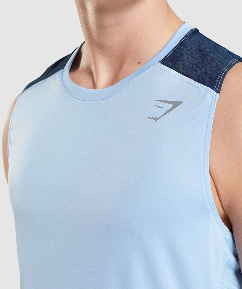 Men's Gymshark Speed Evolve Tank Tops Blue | USA  9861-ZMHWR