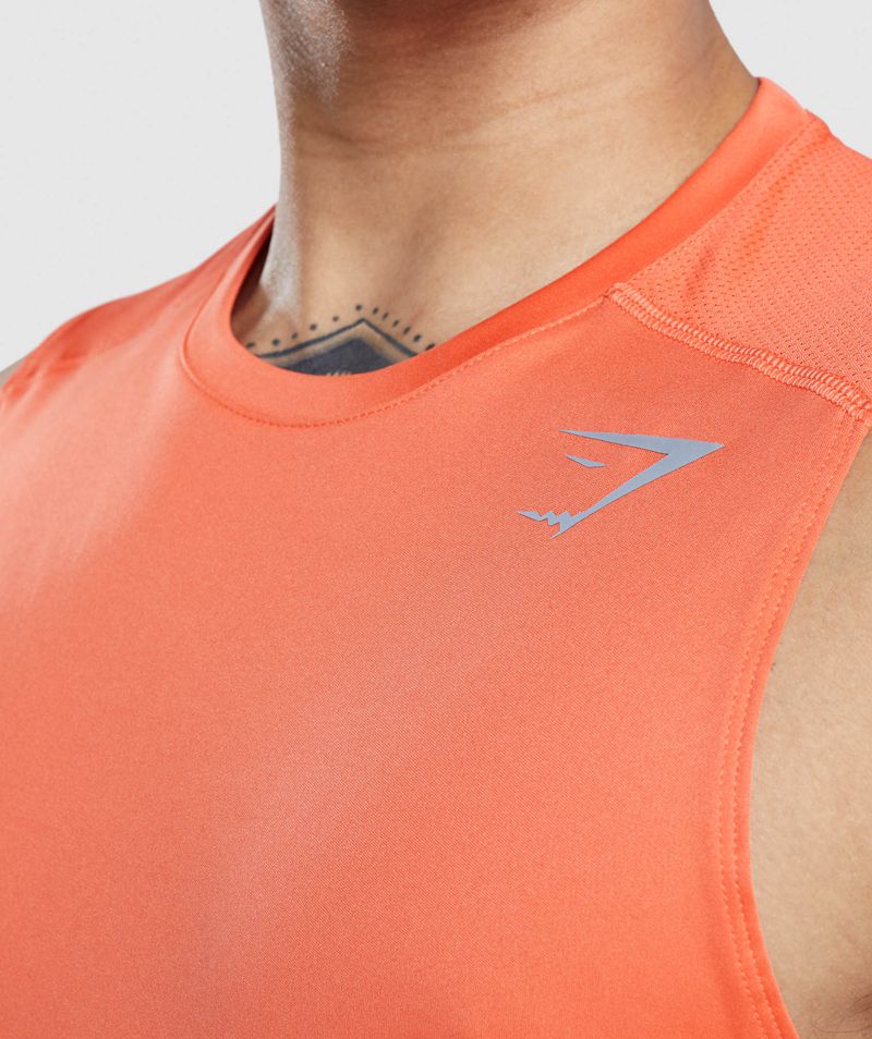 Men's Gymshark Speed Evolve Tank Tops Orange | USA  6512-LBGKN