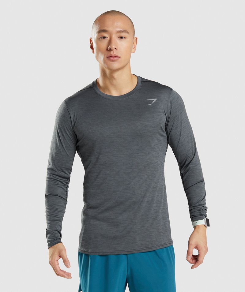 Men\'s Gymshark Speed Long Sleeve T-Shirts Grey | USA  8942-PEYFS