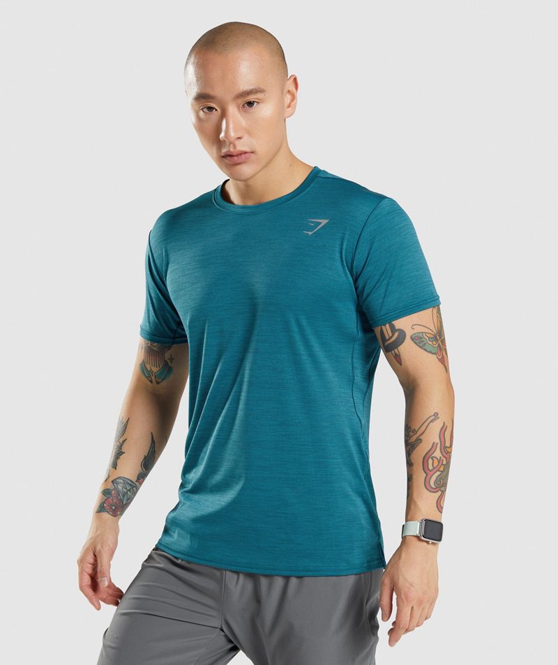 Men\'s Gymshark Speed T-Shirts Turquoise | USA  5870-PGIBL