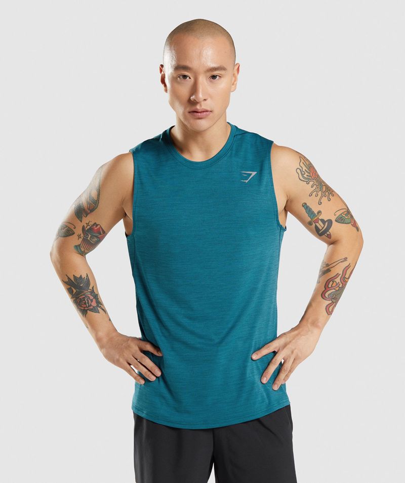 Men\'s Gymshark Speed Tank Tops Turquoise | USA  6792-TGOAW