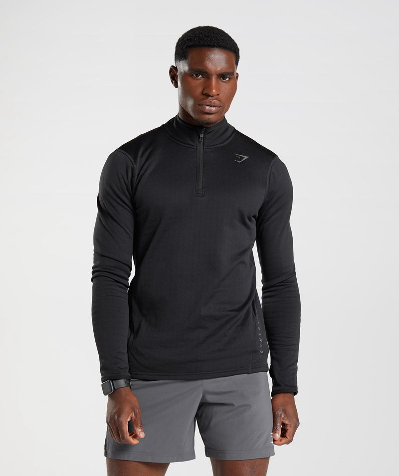 Men\'s Gymshark Sport 1/4 Zip Sweatshirts Black | USA  5862-XCTVF