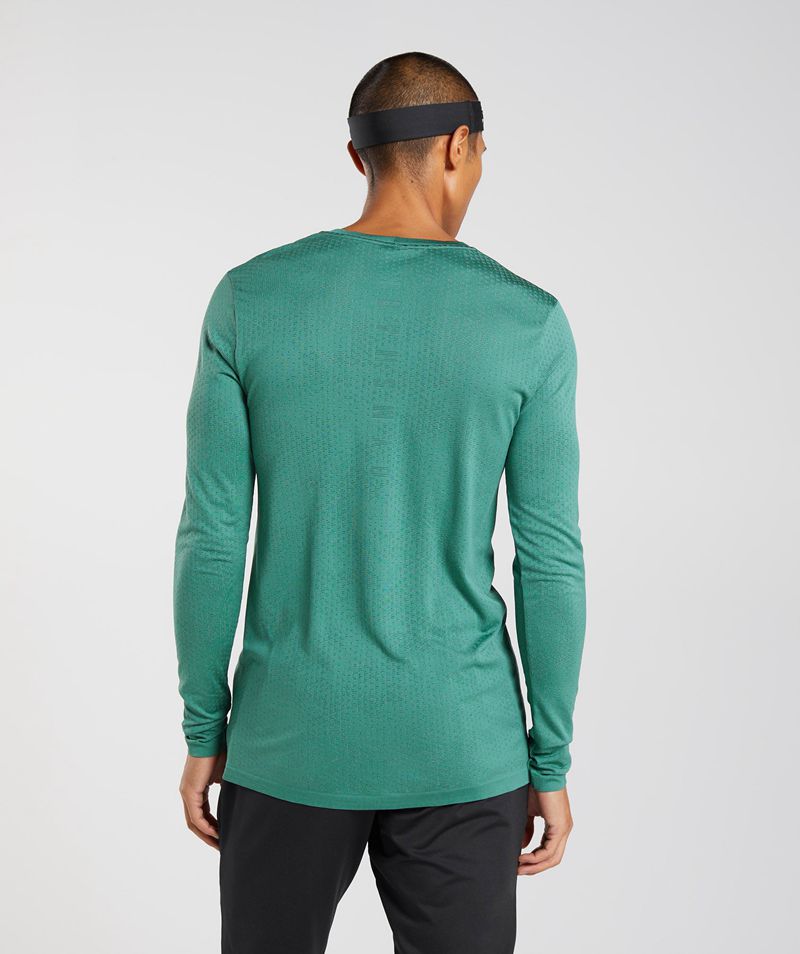 Men's Gymshark Sport Seamless Long Sleeve T-Shirts Green | USA  6145-OBJRY