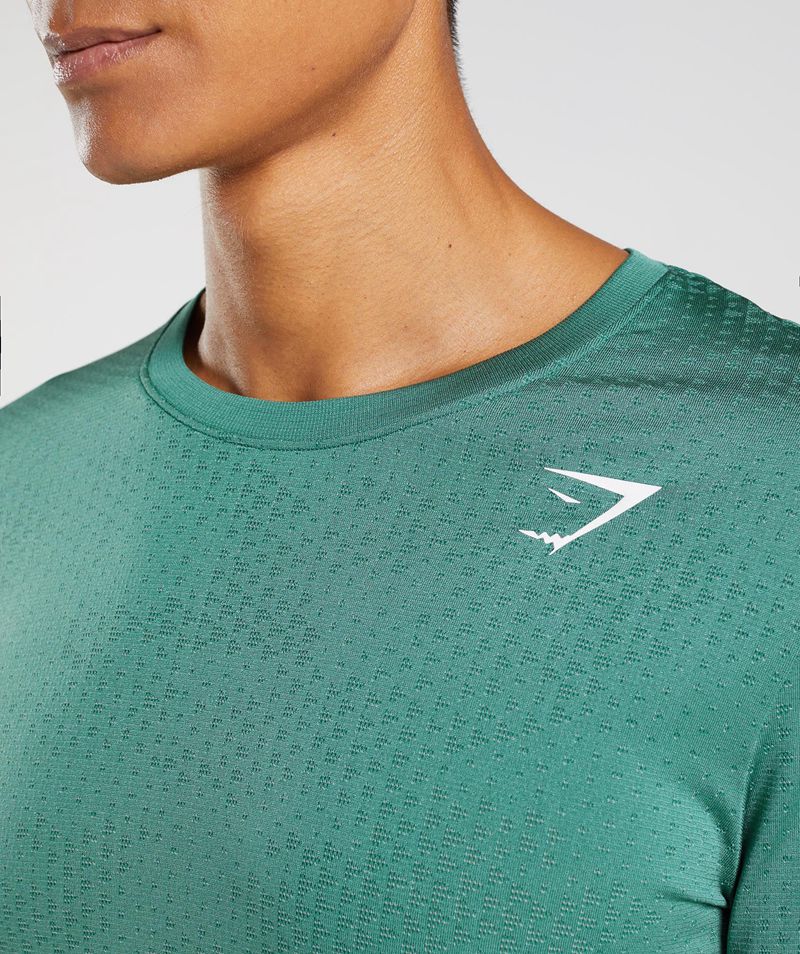 Men's Gymshark Sport Seamless Long Sleeve T-Shirts Green | USA  6145-OBJRY