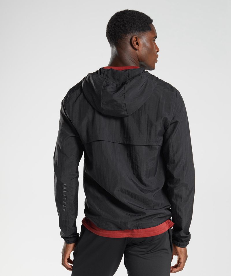 Men's Gymshark Sport Windbreaker Jackets Black | USA  6043-YLQCX