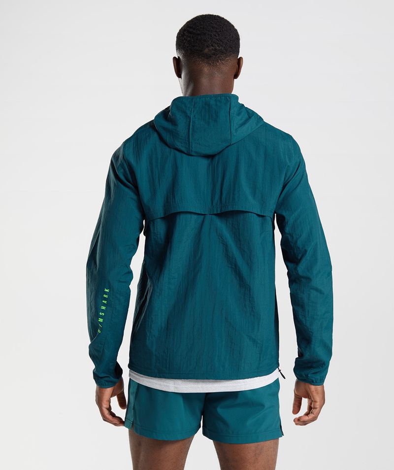 Men's Gymshark Sport Windbreaker Jackets Turquoise | USA  7813-DWOBC