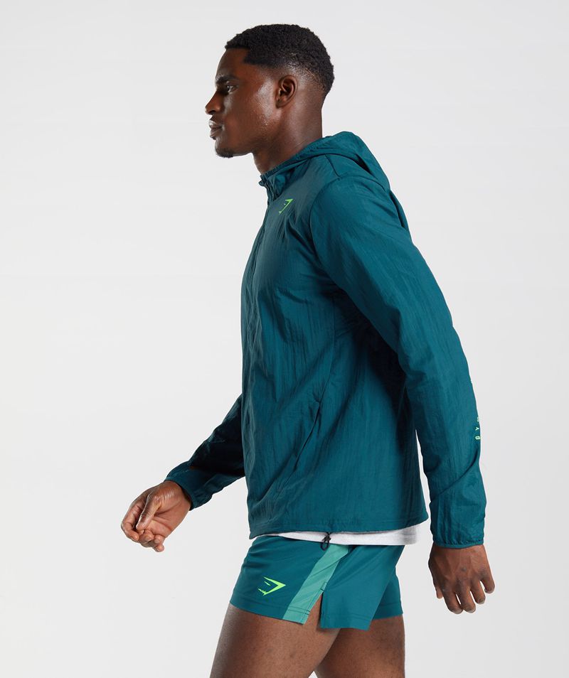 Men's Gymshark Sport Windbreaker Jackets Turquoise | USA  7813-DWOBC