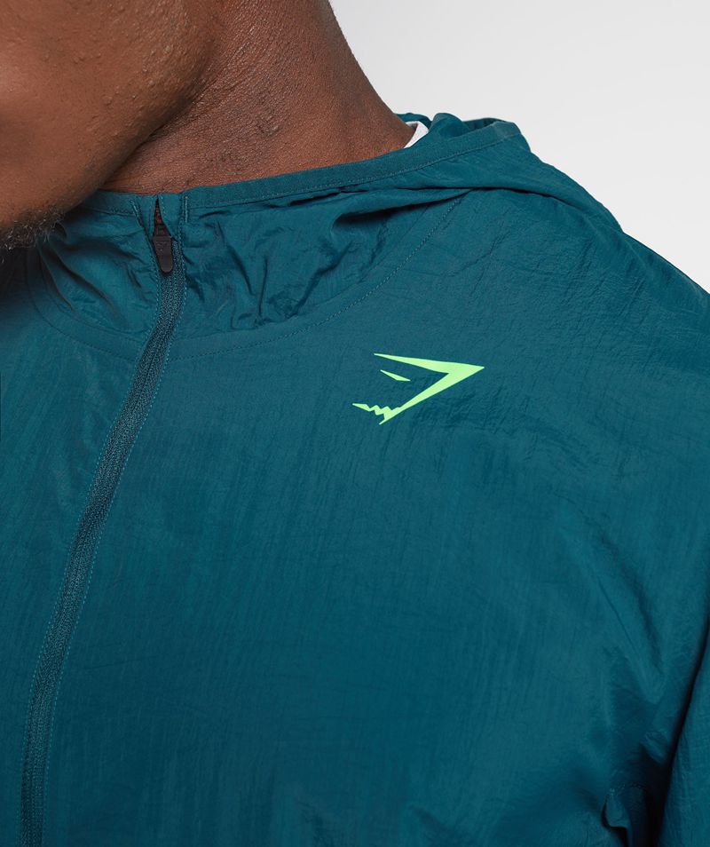 Men's Gymshark Sport Windbreaker Jackets Turquoise | USA  7813-DWOBC