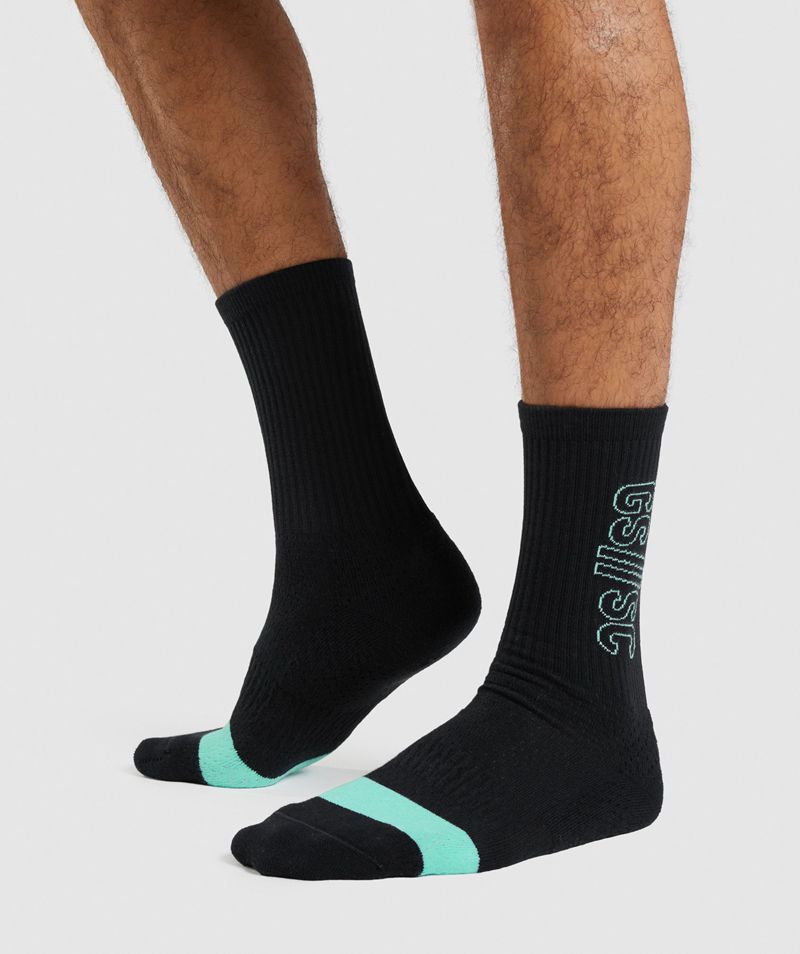 Men's Gymshark Steve Cook Crew Socks Black | USA  8315-NPFXG