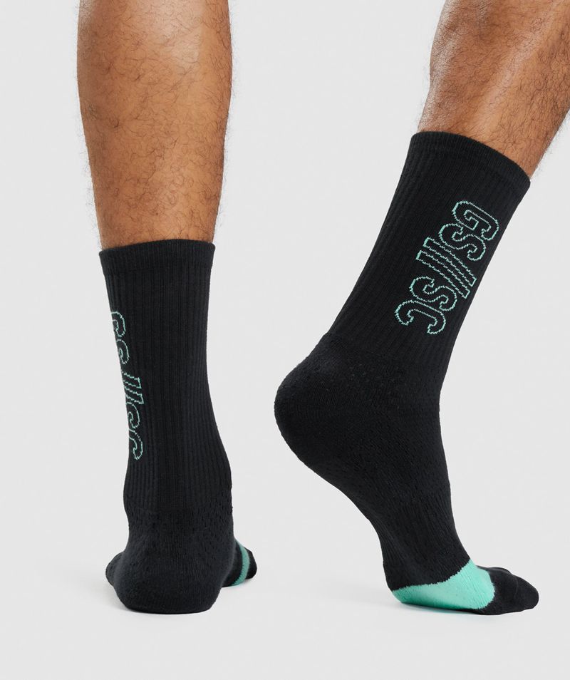 Men's Gymshark Steve Cook Crew Socks Black | USA  8315-NPFXG