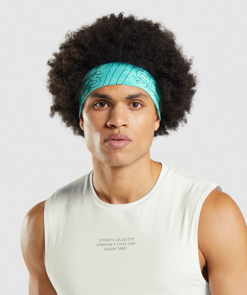 Men\'s Gymshark Steve Cook Headband Turquoise | USA  1782-EATQM