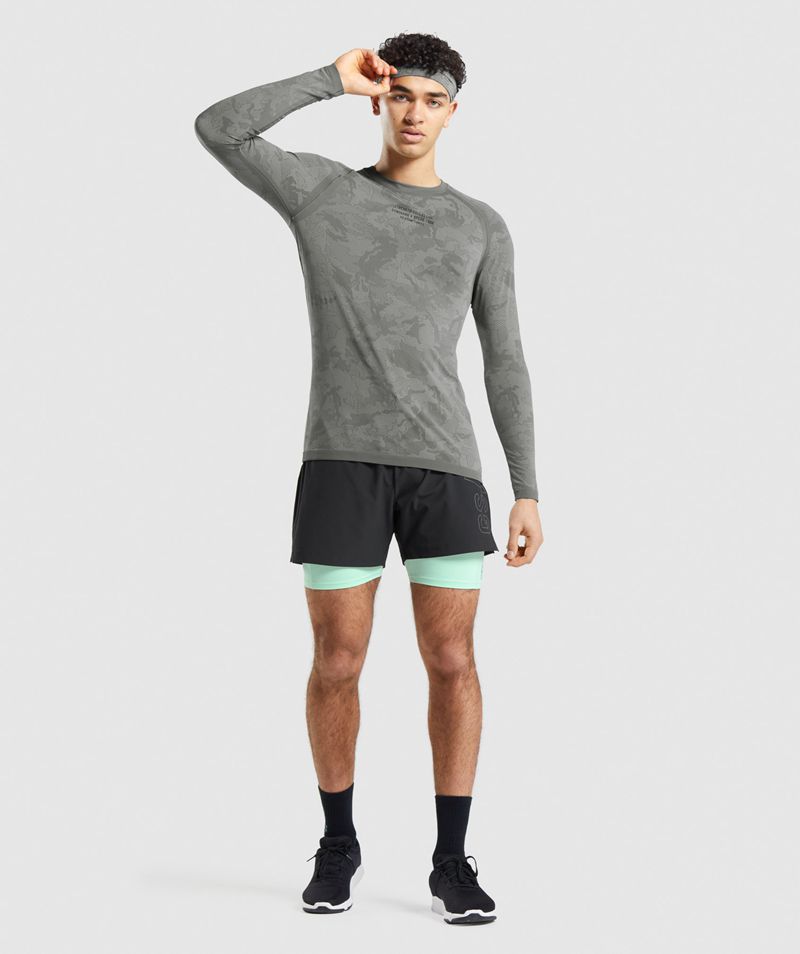 Men's Gymshark Steve Cook Long Sleeve Seamless T-Shirts Grey | USA  0432-IYJAO