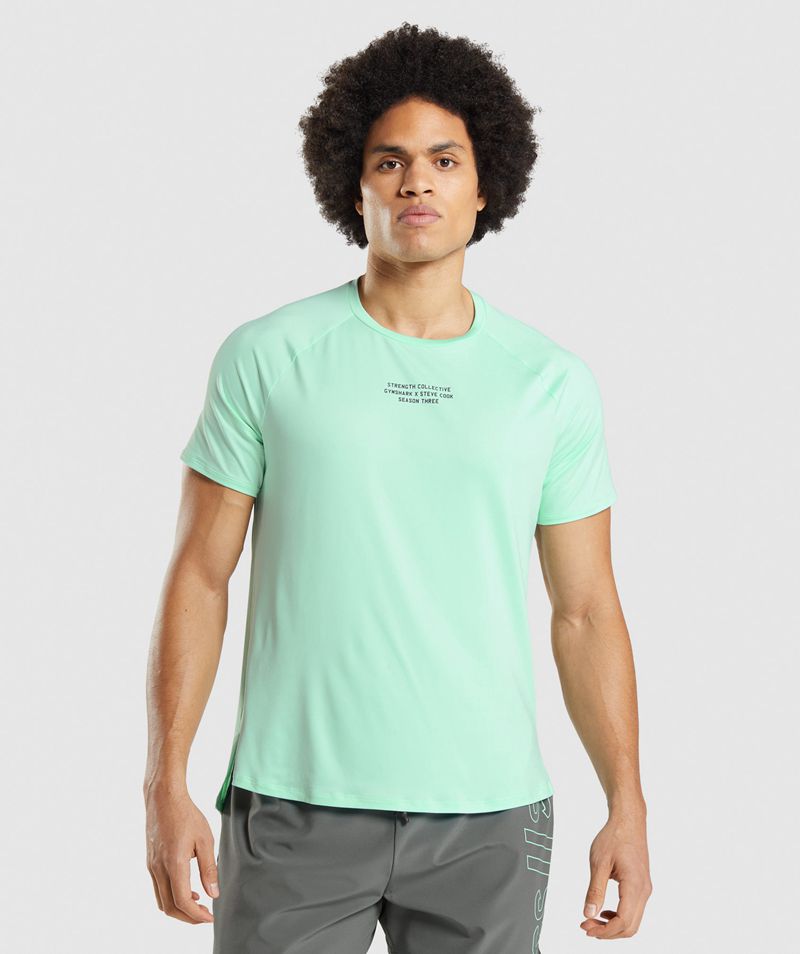 Men's Gymshark Steve Cook T-Shirts Turquoise | USA  6014-UCADG