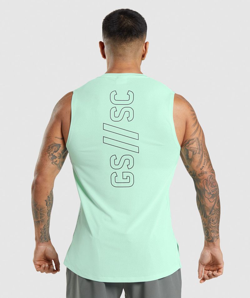 Men's Gymshark Steve Cook Tank Tops Turquoise | USA  9614-JZLMR