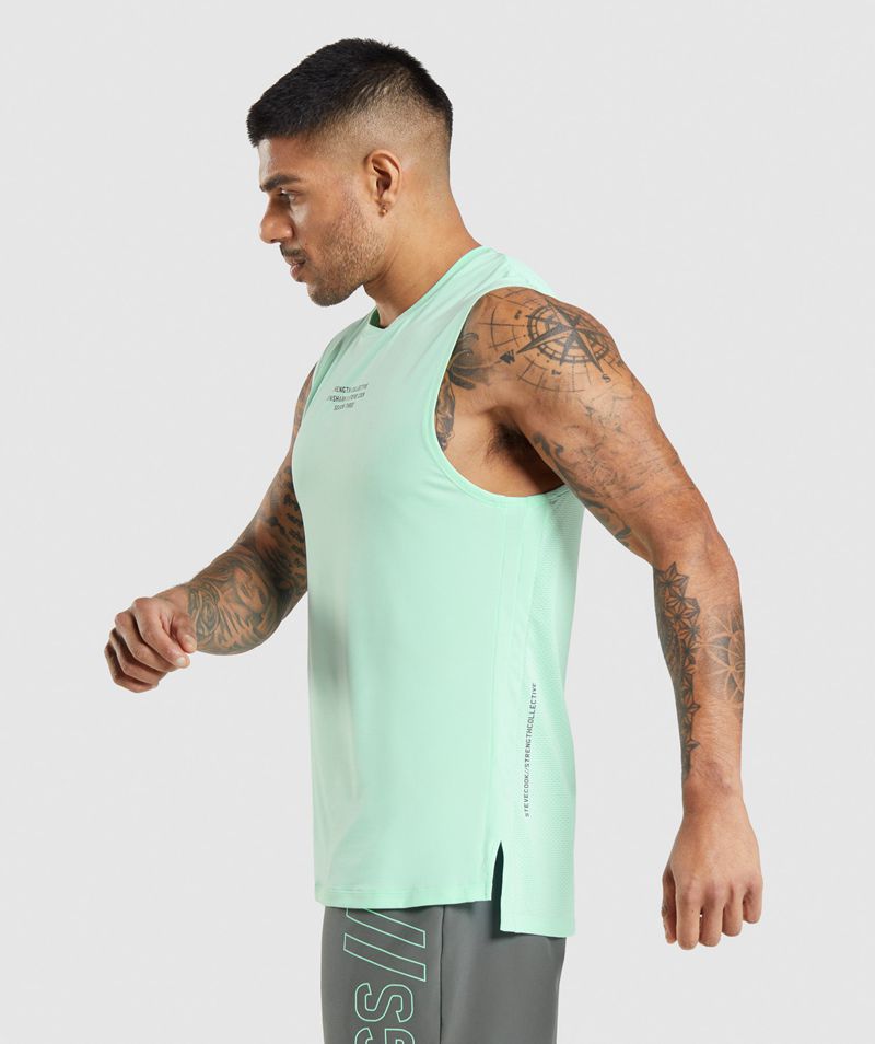 Men's Gymshark Steve Cook Tank Tops Turquoise | USA  9614-JZLMR