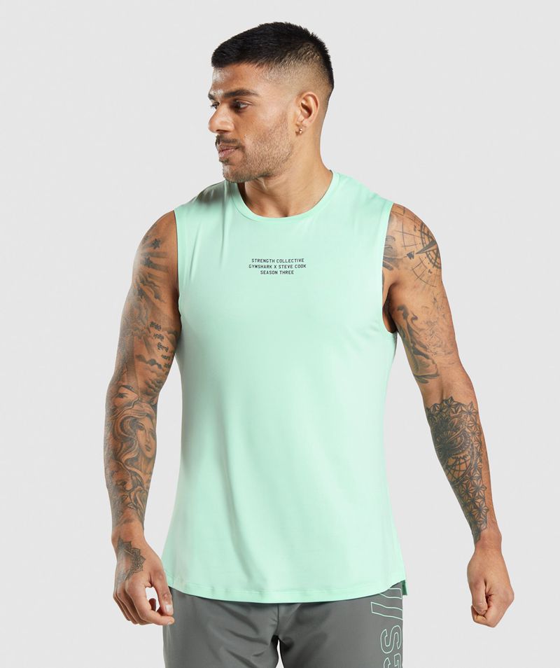 Men\'s Gymshark Steve Cook Tank Tops Turquoise | USA  9614-JZLMR