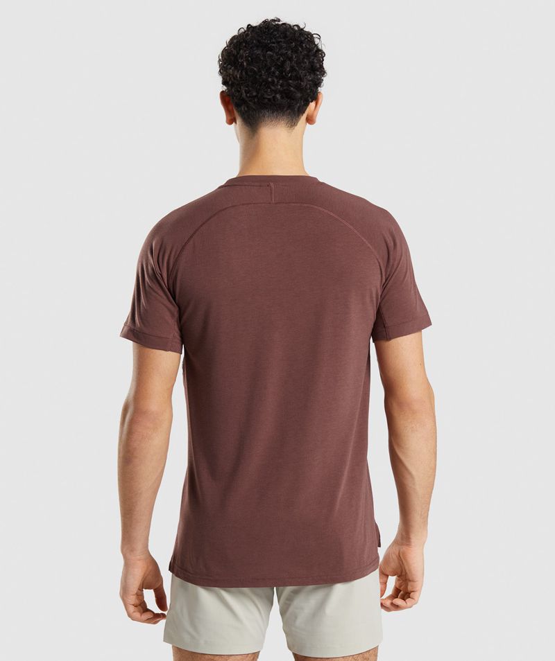 Men's Gymshark Studio Amplify T-Shirts Burgundy | USA  9820-RDUFC