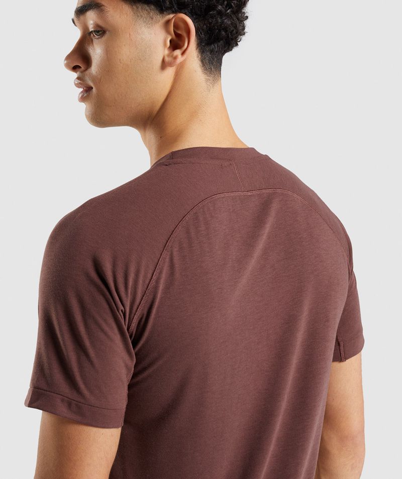 Men's Gymshark Studio Amplify T-Shirts Burgundy | USA  9820-RDUFC