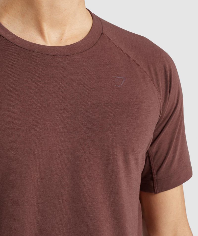 Men's Gymshark Studio Amplify T-Shirts Burgundy | USA  9820-RDUFC