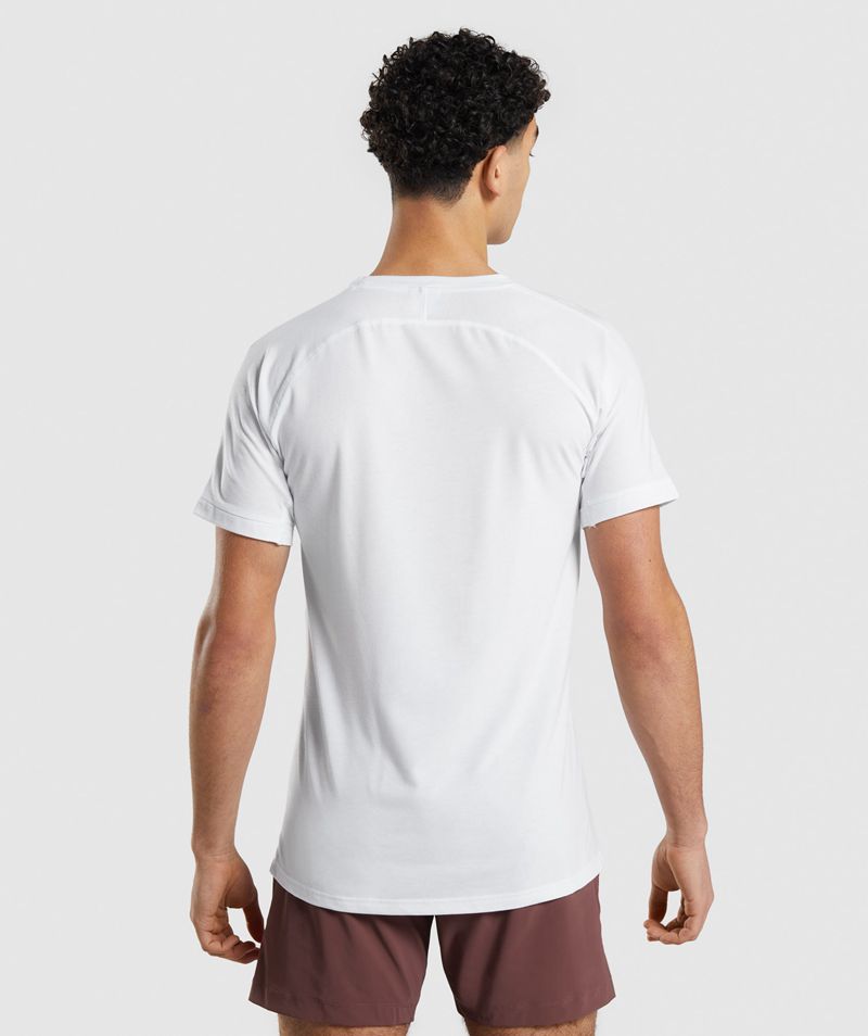 Men's Gymshark Studio Amplify T-Shirts White | USA  0836-WXSZJ