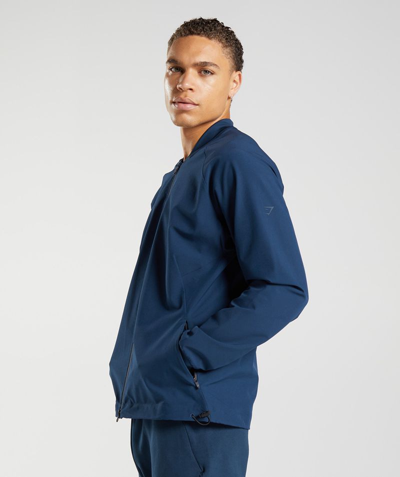 Men's Gymshark Studio Jackets Navy | USA  4925-NXJBQ