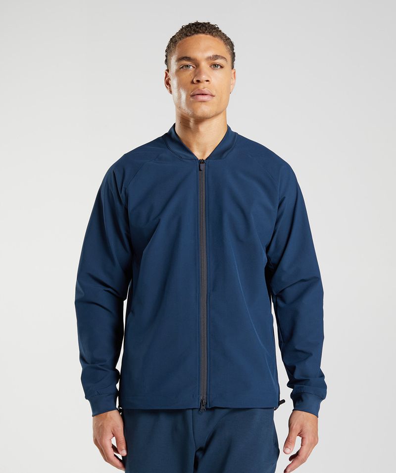 Men\'s Gymshark Studio Jackets Navy | USA  4925-NXJBQ