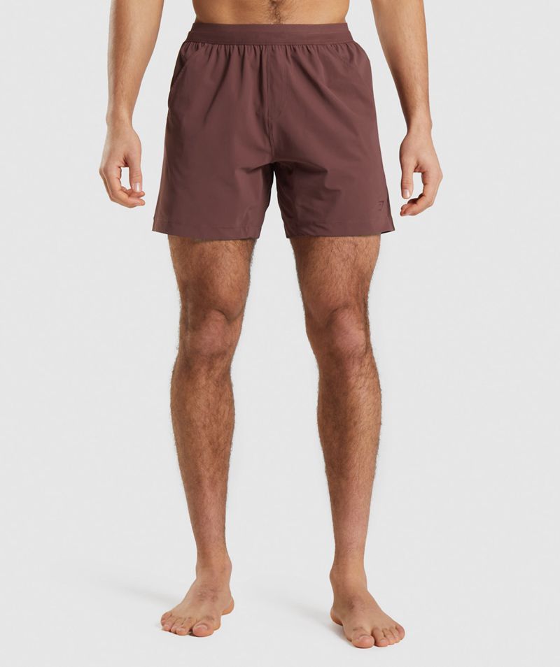 Men\'s Gymshark Studio Shorts Burgundy | USA  1475-CJTOZ