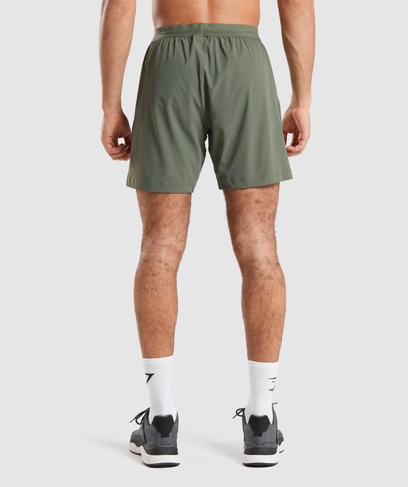 Men's Gymshark Studio Shorts Olive | USA  3895-MDFNW