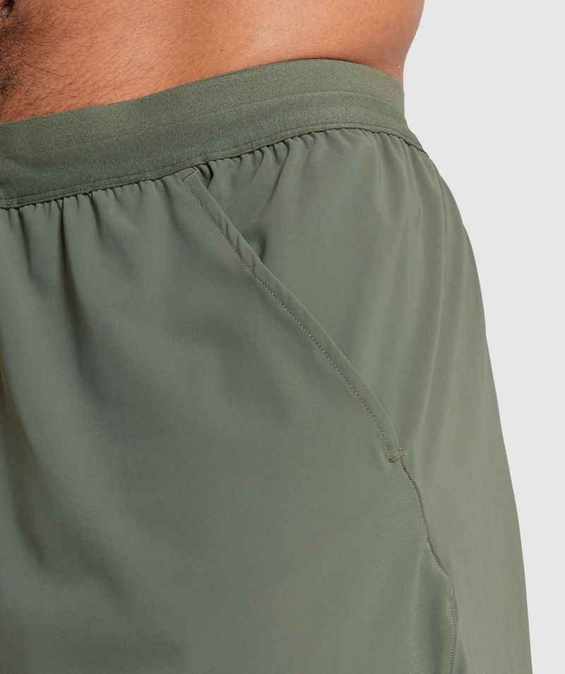 Men's Gymshark Studio Shorts Olive | USA  3895-MDFNW