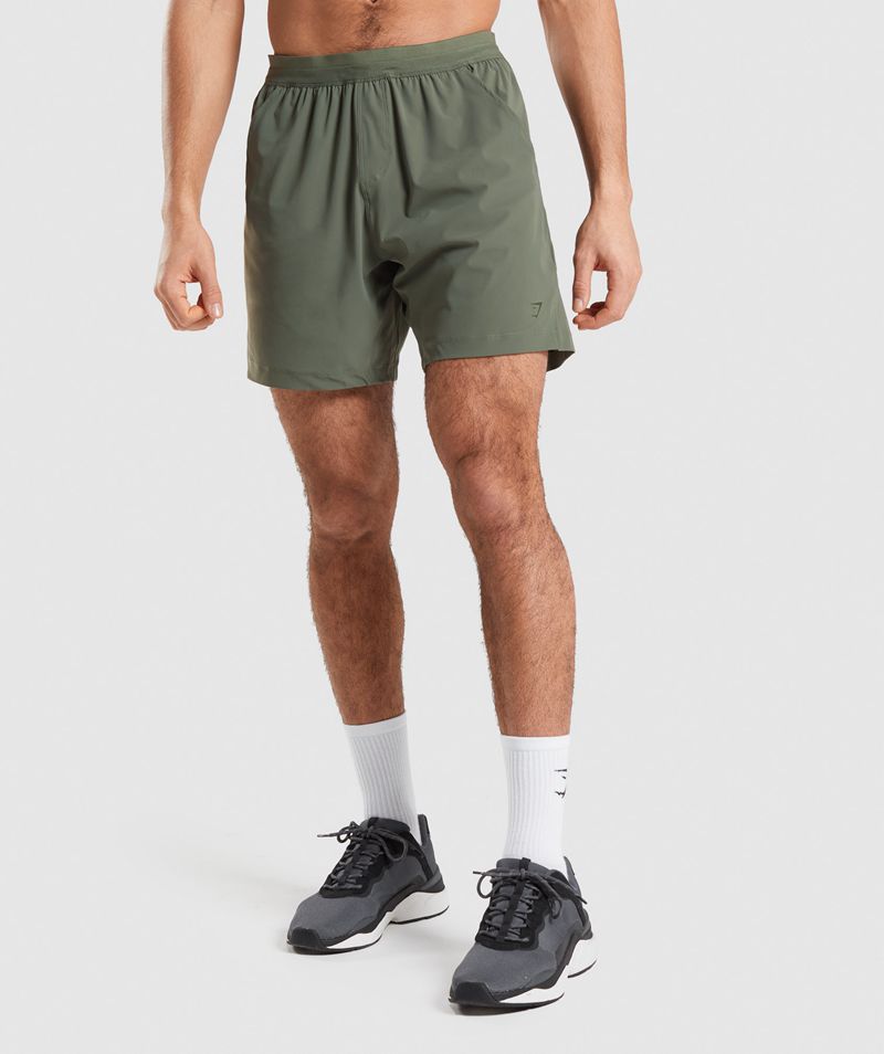 Men\'s Gymshark Studio Shorts Olive | USA  3895-MDFNW