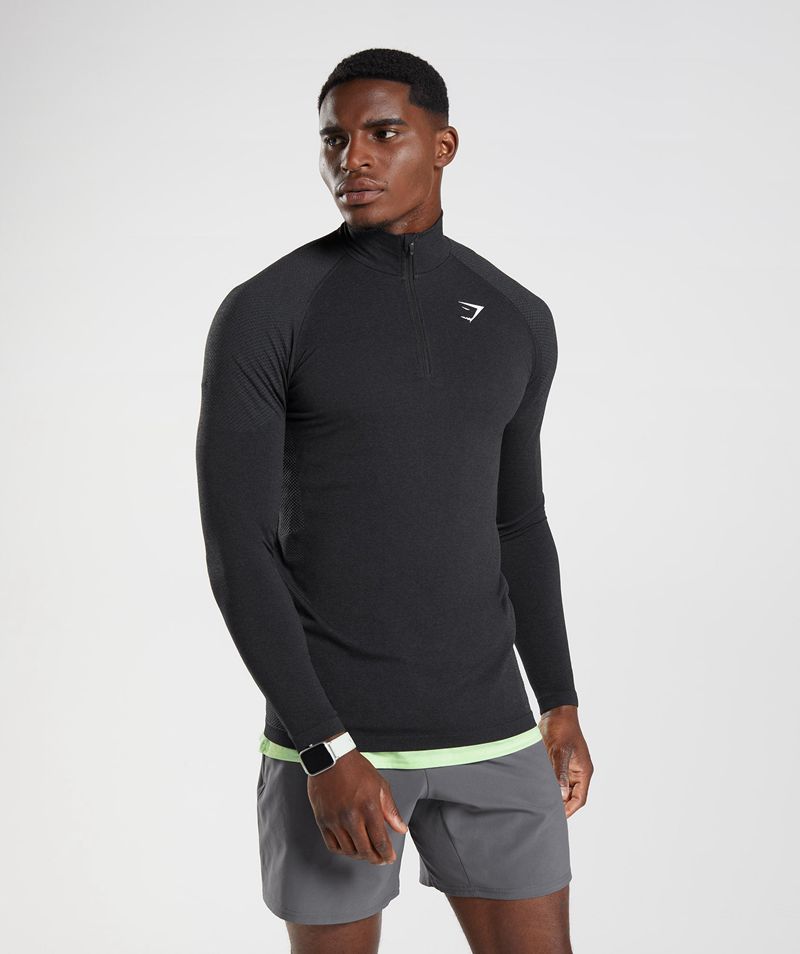 Men\'s Gymshark Vital 1/4 Zip Jackets Black | USA  2178-IYDSM