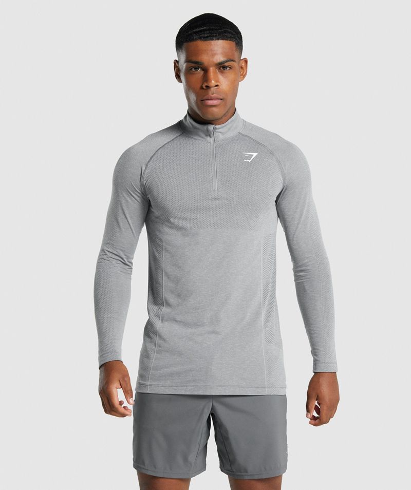 Men\'s Gymshark Vital Light 1/4 Zip Jackets Grey | USA  7685-TGHKD