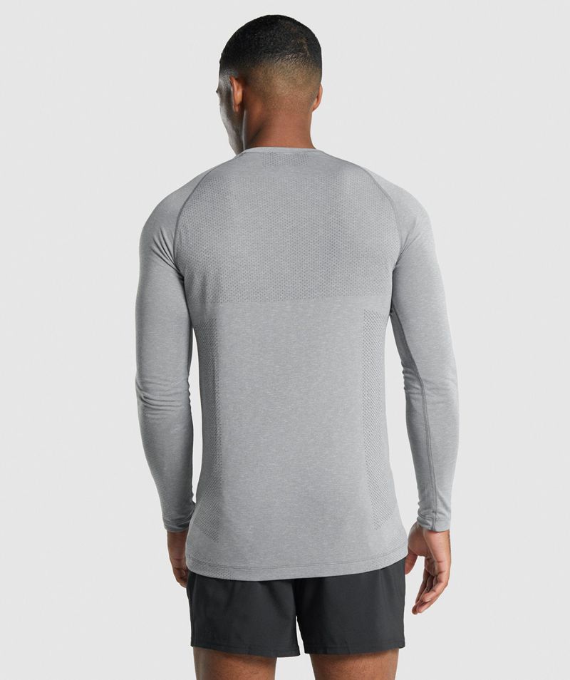 Men's Gymshark Vital Light Seamless Long Sleeve T-Shirts Grey | USA  9541-SNYAJ