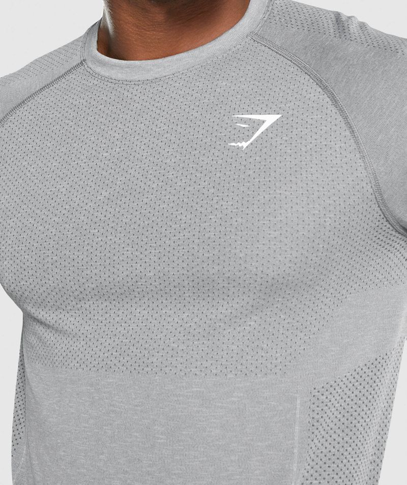 Men's Gymshark Vital Light Seamless Long Sleeve T-Shirts Grey | USA  9541-SNYAJ