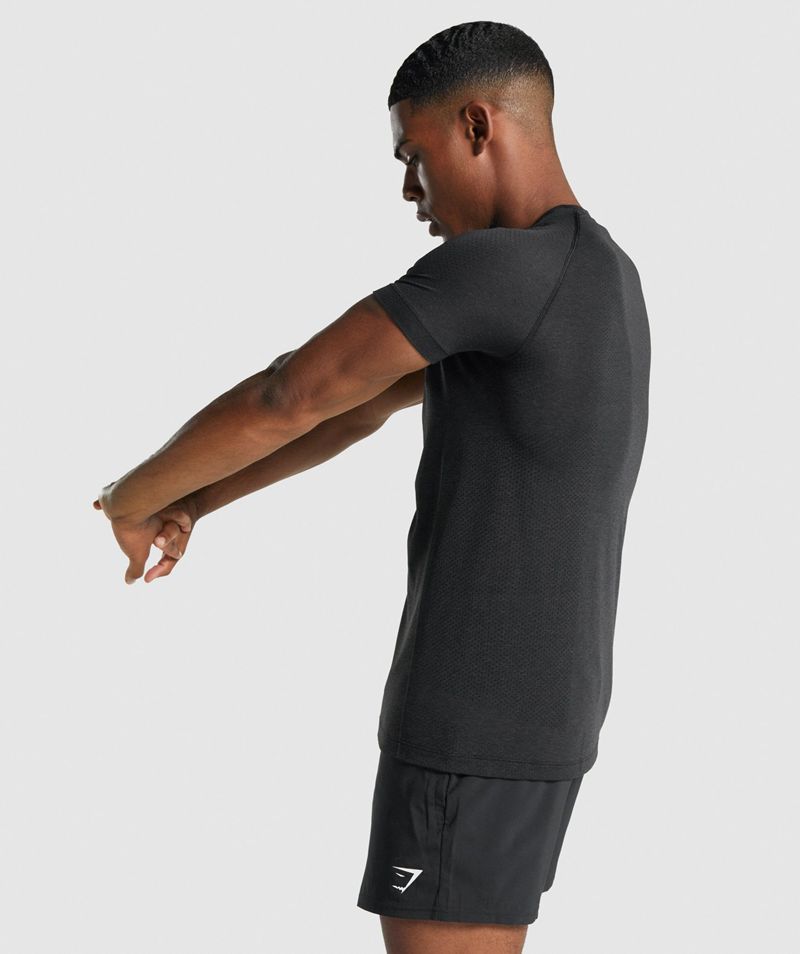 Men's Gymshark Vital Light Seamless T-Shirts Black | USA  1563-YUMJX