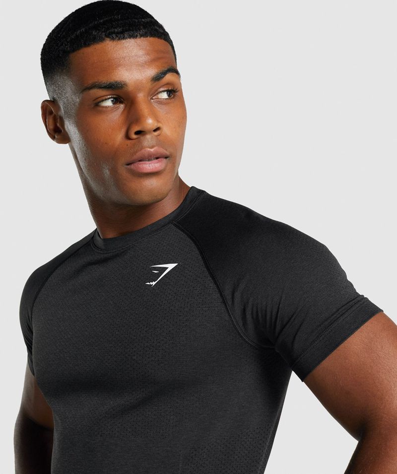 Men's Gymshark Vital Light Seamless T-Shirts Black | USA  1563-YUMJX