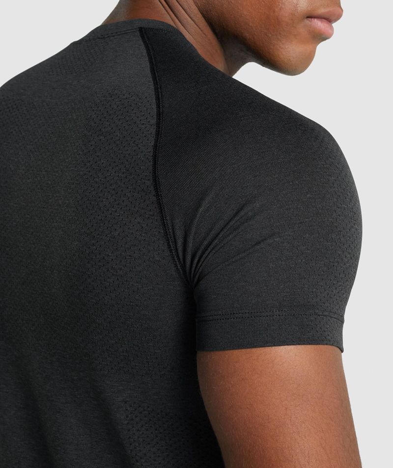 Men's Gymshark Vital Light Seamless T-Shirts Black | USA  1563-YUMJX