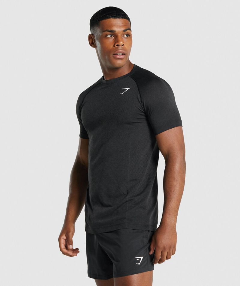 Men\'s Gymshark Vital Light Seamless T-Shirts Black | USA  1563-YUMJX