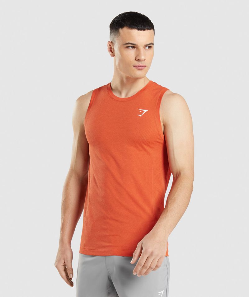 Men\'s Gymshark Vital Seamless Light Tank Tops Orange | USA  0473-ZJERF