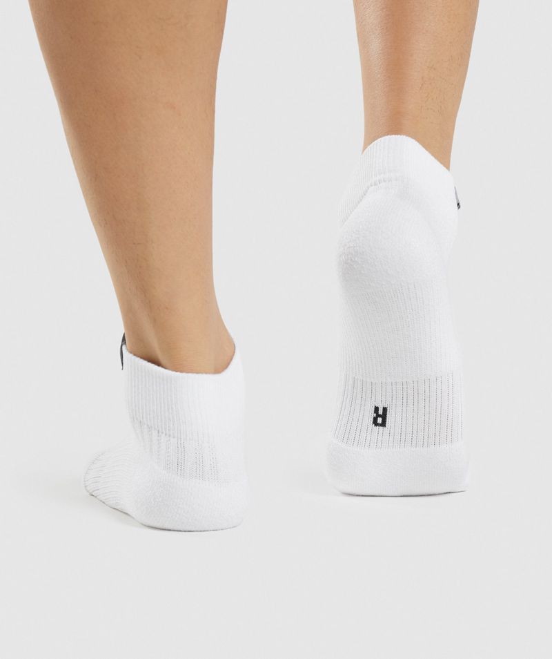 Men's Gymshark Woven Tab Sneaker 3pk Socks White | USA  6429-KZOGE