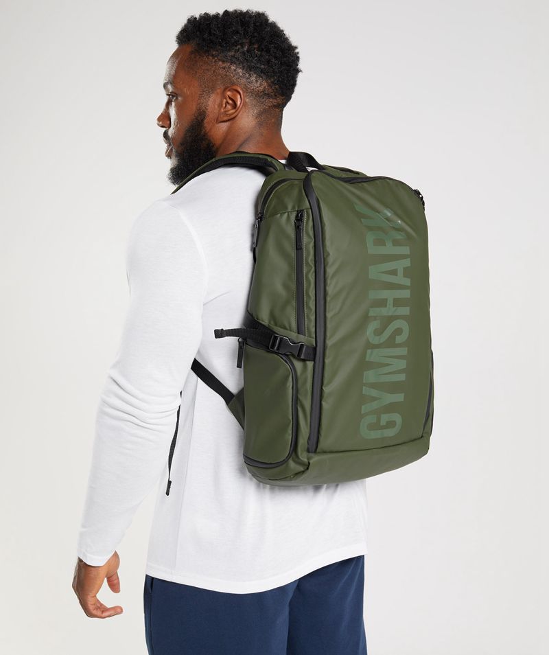 Men\'s Gymshark X-Series 0.3 Backpack Olive | USA  8143-MINPE