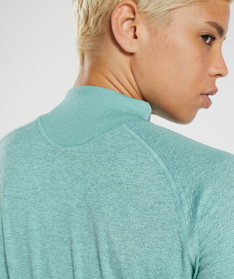 Women's Gymshark 315 Long Sleeve Warmup Tops Turquoise | USA  3058-SYQNA