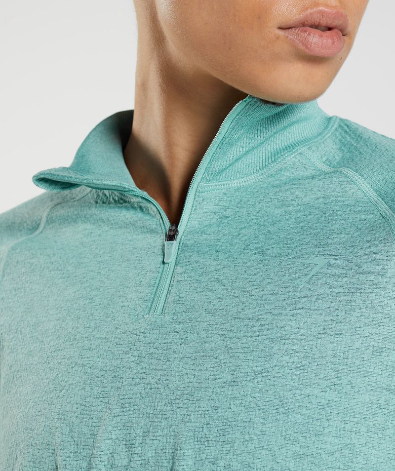 Women's Gymshark 315 Long Sleeve Warmup Tops Turquoise | USA  3058-SYQNA