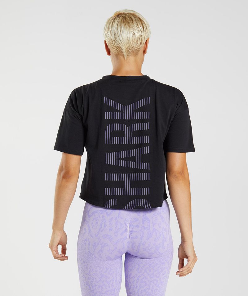 Women's Gymshark 315 Midi T-Shirts Black | USA  5039-UEBWN