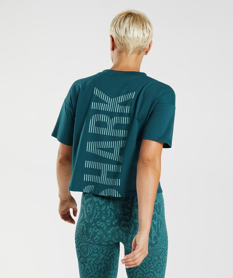 Women's Gymshark 315 Midi T-Shirts Turquoise | USA  6735-GRFAQ