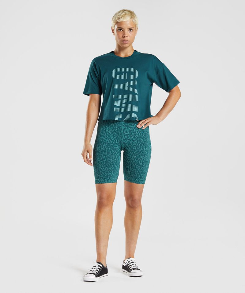 Women's Gymshark 315 Midi T-Shirts Turquoise | USA  6735-GRFAQ