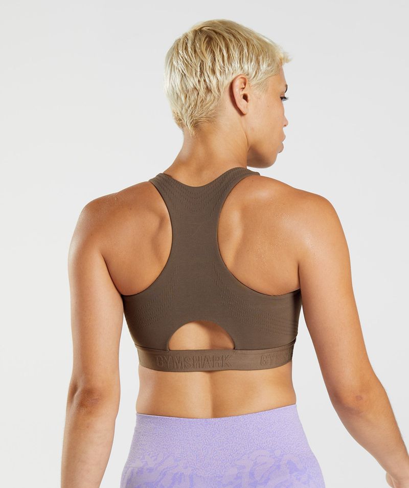 Women's Gymshark 315 Performance High Neck Sports Bra Brown | USA  0345-LAZYN